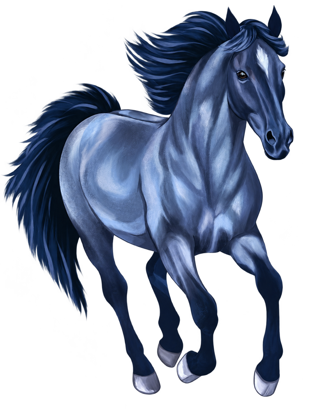 The blue roan horse from the No Pizza Delivery cover