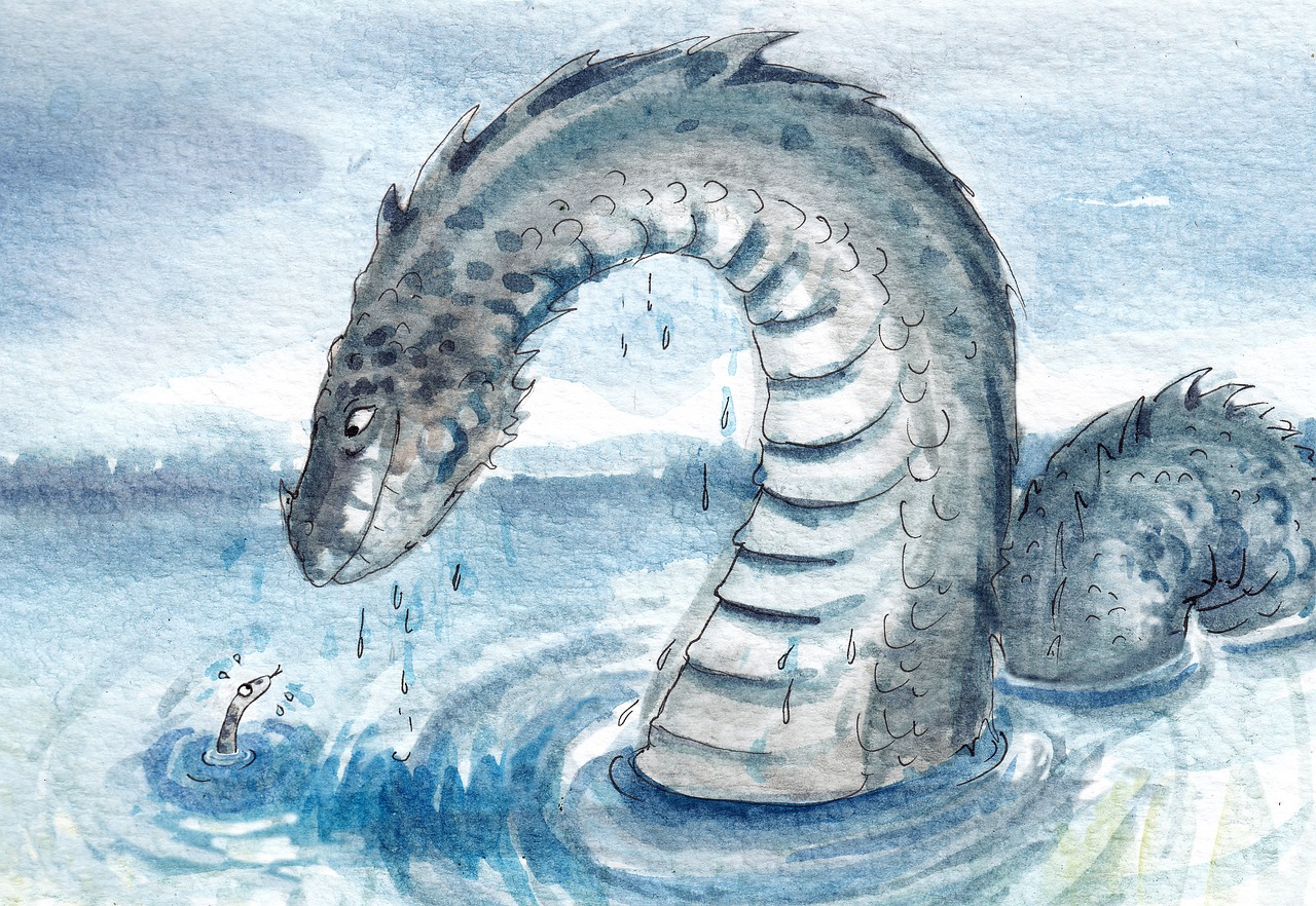 happy sea serpent with baby