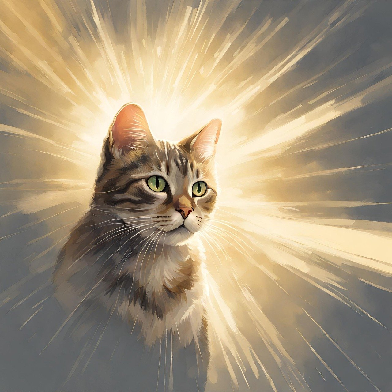 A cat with light shining to represent a spirit animal